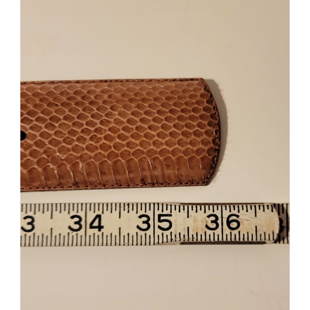 Vintage Morgan Taylor Brown Snake Skin Thick Belt Gold Tone Buckle Med 29"-33" - Picture 5 of 11
